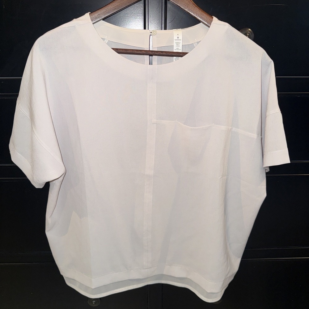 Lululemon Shift In Time Women`s Top Taupe Gray Size 4 Pocket Boxy Fit